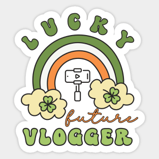 Lucky Future Vlogger Star for Kids, St. Patricks Day Kids Gift, Future Vlogger Star, Lucky Shamrock, Rainbow Lucky Future Vlogger Star Kids Sticker